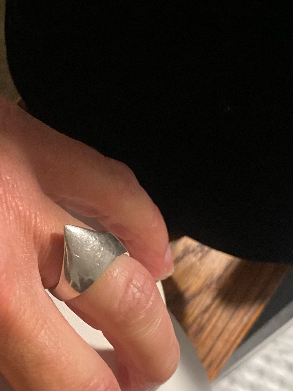 Sterling Silver Teardrop Statement Ring - Silver